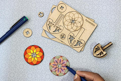 Funvention Spinning Tops (Geometric Patterns) - Pack of 24 (2 Tops per Pack) DIY & Coloring activity- Birthday Return Gifts