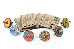 Funvention Spinning Tops (Geometric Patterns) - Set of 6 DIY Spinning Tops and Coloring Activity