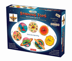 Funvention Spinning Tops (Solar System) - Set of 7 DIY Spinning Tops - Build, Color Art & Craft Educational Toy
