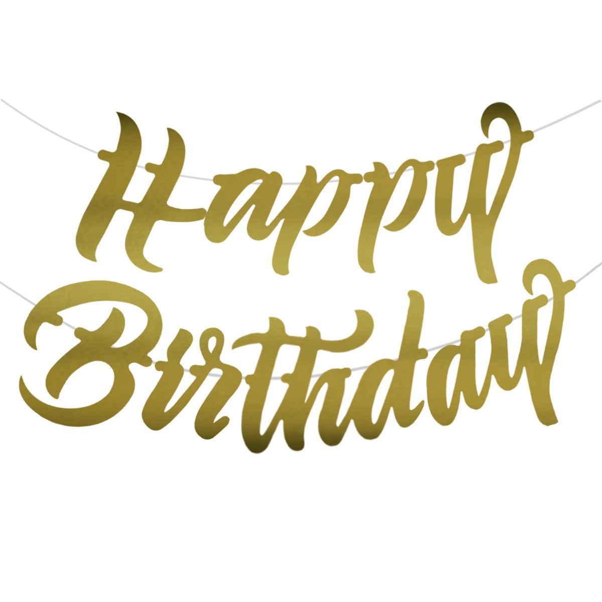 PartyCorp Gold Cursive Happy Birthday Alphabet Letter Banner Decoration Set