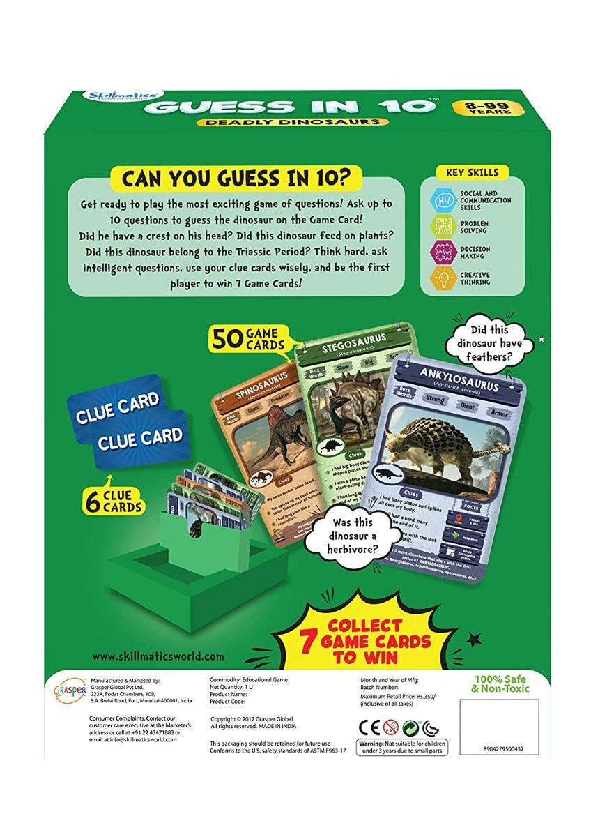 Skillmatics Deadly Dinosaurs - Guess In 10 (Ages 8-99) | Card Game of Smart Questions | General Knowledge for Families | Gifts for Girls and Boys