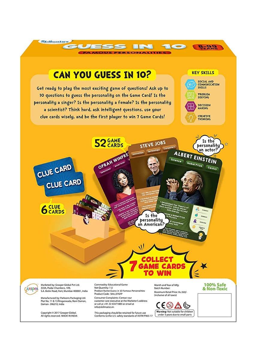 Skillmatics - Famous Personalities - Guess in 10 (Ages 8-99) | Card Game of Smart Questions | General Knowledge for Families | Gifts for Boys and Girls