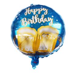 PartyCorp Happy Birthday Beer Mug Gold and Blue Balloon Bouquet, Birthday Decoration Set for Adults, DIY Pack of 6