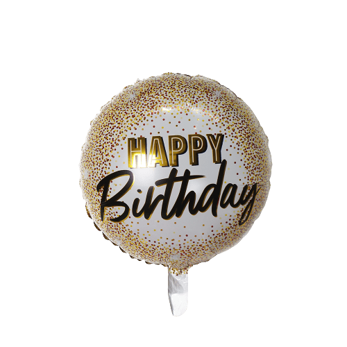 PartyCorp Happy Birthday Gold and Black Glitter Balloon Bouquet, Birthday Decoration Set for Boys, Girls and Adults, DIY Pack of 7