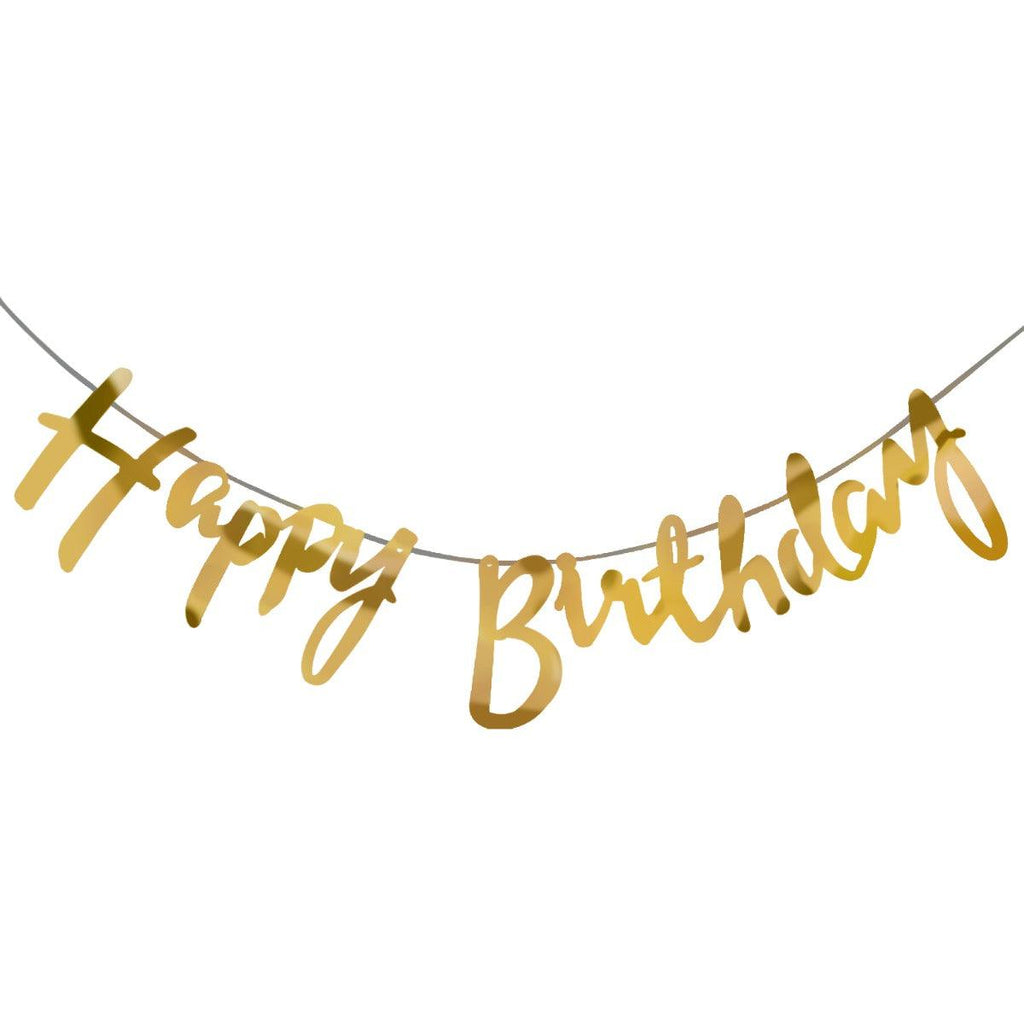 PartyCorp Gold Happy Birthday Alphabets Letters Banner Decoration for All Ages, Birthday Party Supplies