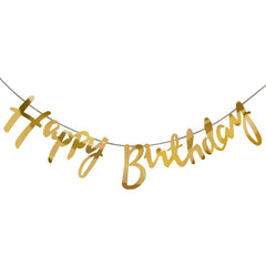 PartyCorp Gold Happy Birthday Alphabets Letters Banner Decoration for All Ages, Birthday Party Supplies