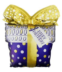 PartyCorp Happy Birthday Gift Box Gold and White Stars Balloon Bouquet, Birthday Decoration Set for Boys, Girls and Adults, DIY Pack of 6