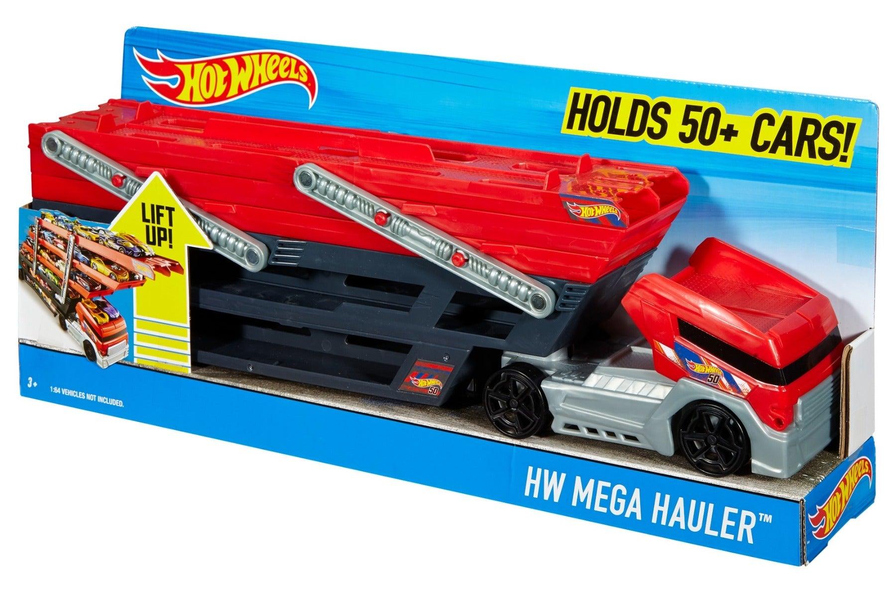 Hot Wheels Mega Hauler with 6 Expandable Levels, Stores up to 50 1:64 Scale  Toy Vehicles