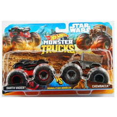 Hot Wheels Monster Trucks 1:64 Demo Doubles 2-Pk Collection, Darth Vader Vs Chewbacca