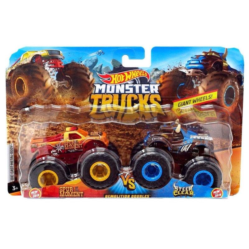 Hot Wheels Monster Trucks 1:64 Demo Doubles 2-Pk Collection, Spur Of The Moment Vs Steer Clear