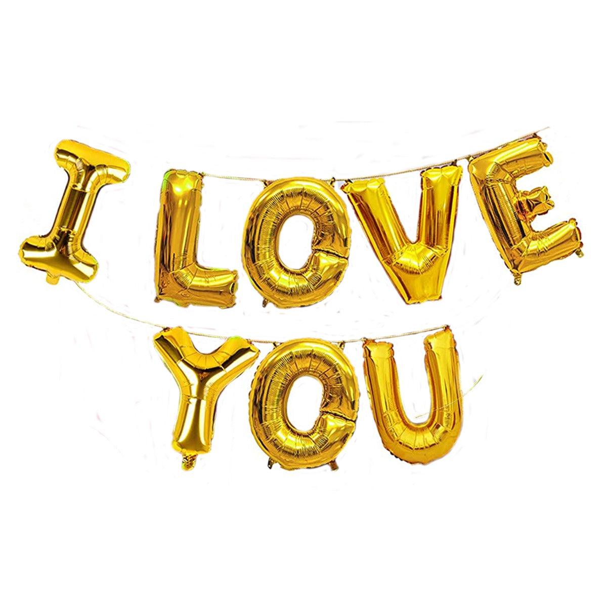PartyCorp Gold I Love You Alphabet/Letter Foil Balloon Banner Decoration Set