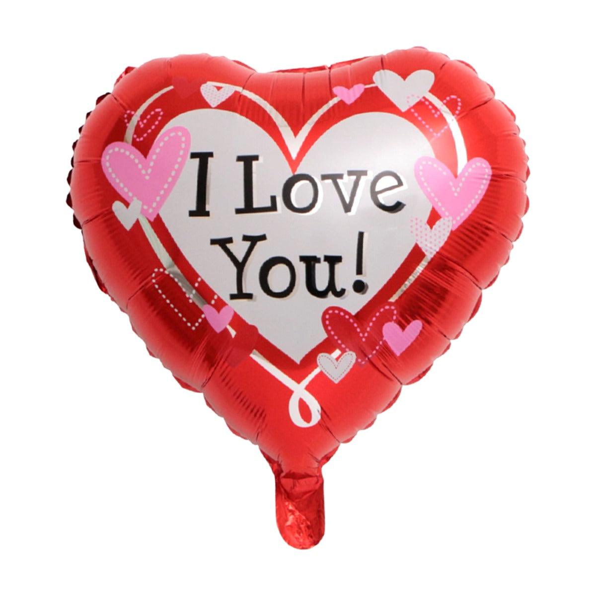 PartyCorp I Love You Red Heart With Cursive Rose Gold Love Text 3D Foil Balloon Bouquet, DIY Pack Of 5