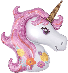PartyCorp Unicorn Theme Pink Foil Balloon Bouquet, Birthday Decoration Set for Girls, DIY Pack of 5