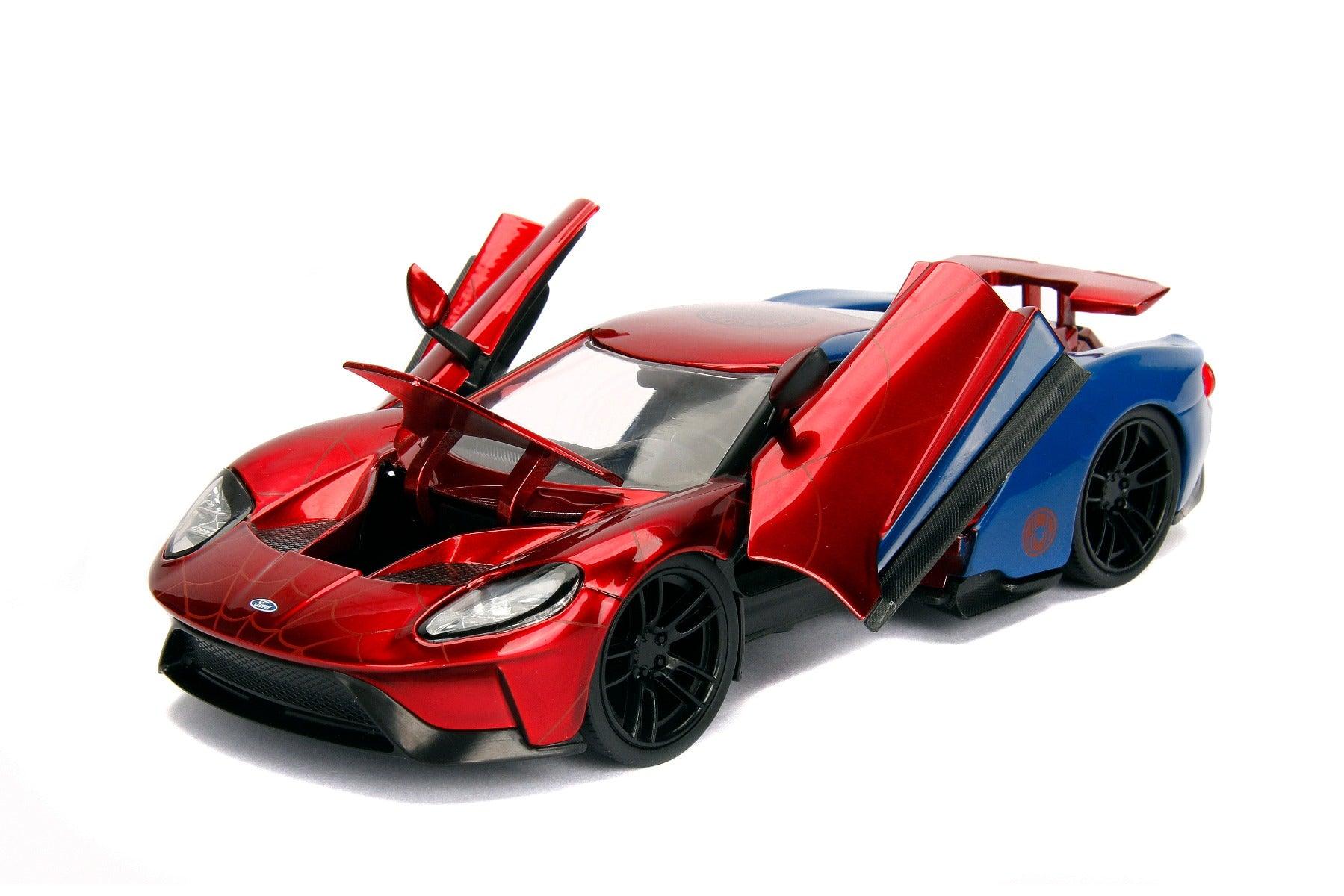 Jada Toys Diecast Hollywood Rides 1.24 2017 Ford GT with Spiderman Figure