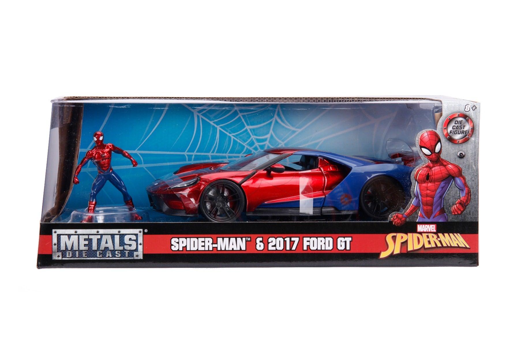 Jada Toys Diecast Hollywood Rides 1.24 2017 Ford GT with Spiderman Figure
