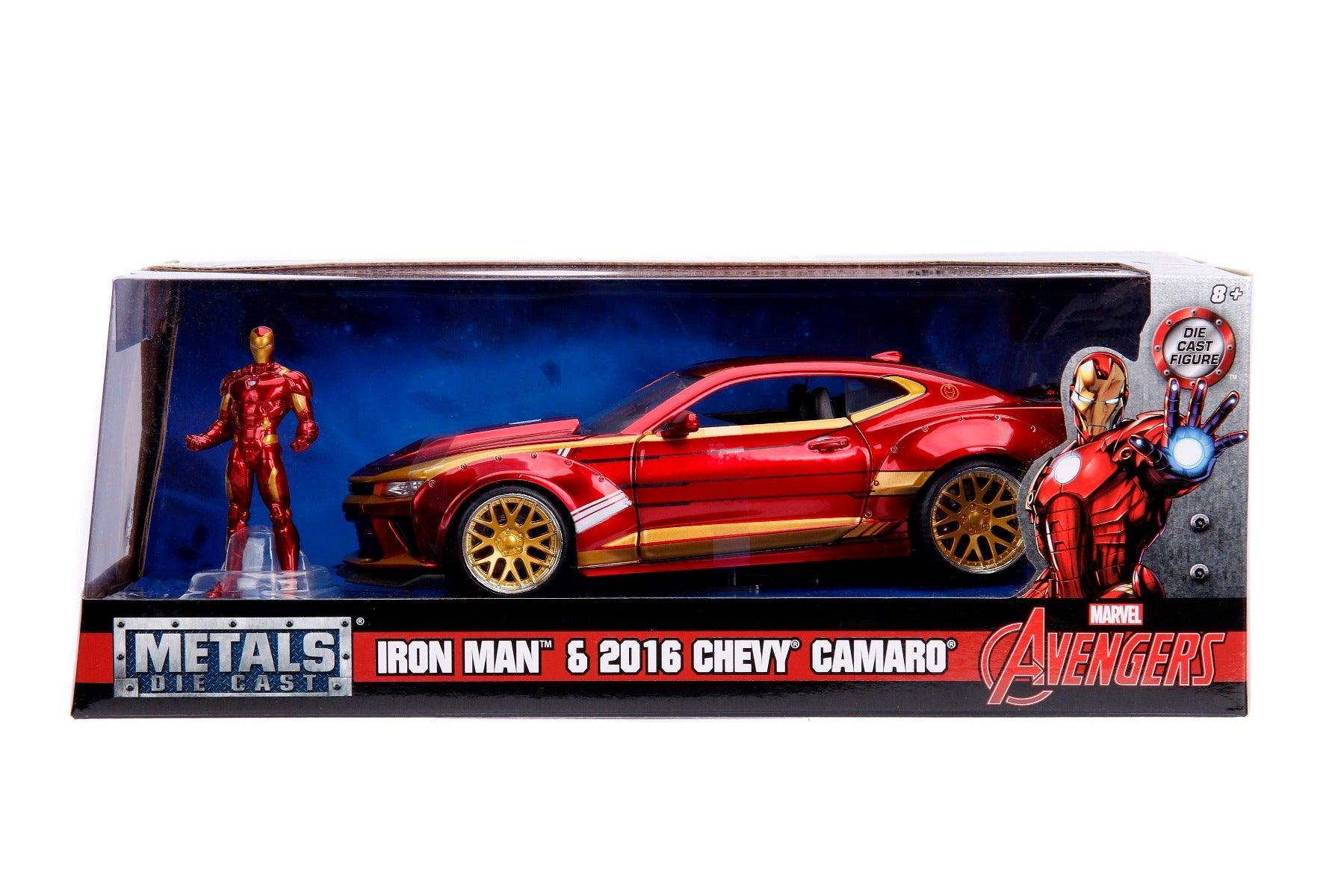 Jada Toys Diecast Hollywood Rides 1:24 2016 Chevy Camaro SS Car with Ironman Action Figure