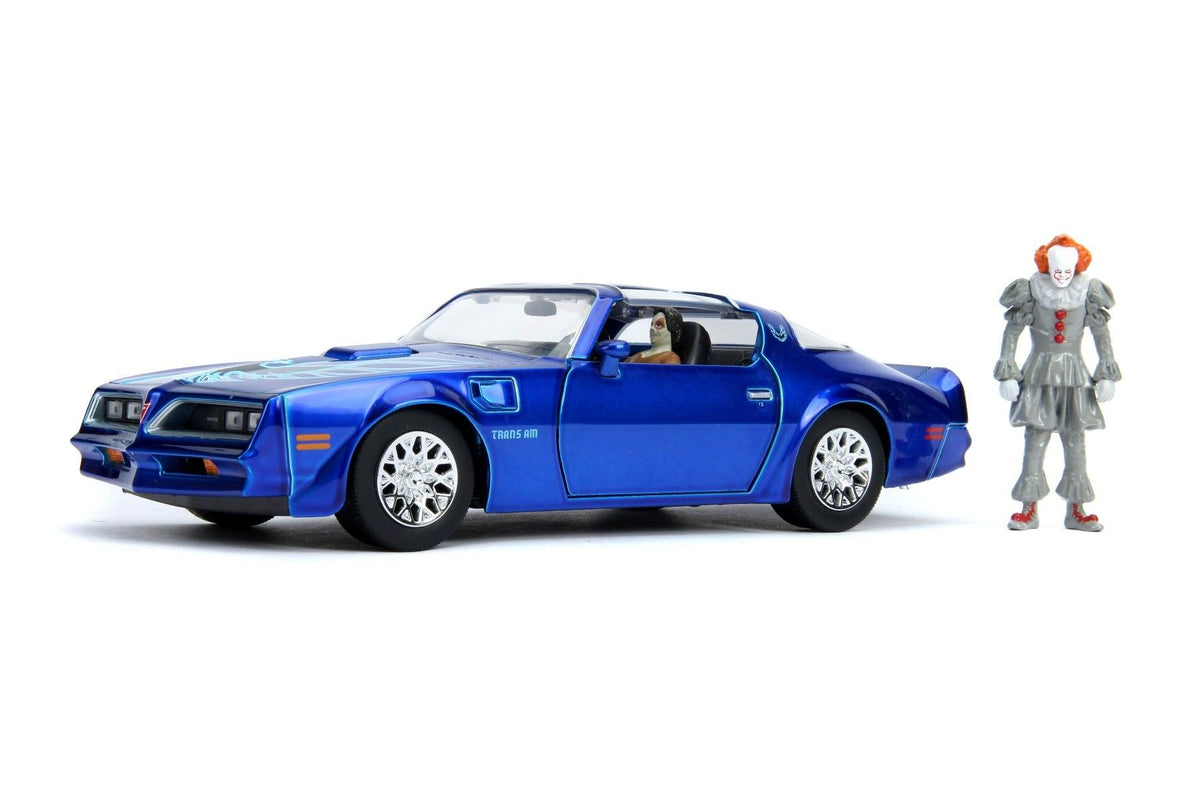 Jada Toys Diecast Hollywood Rides 1:24 Pontiac Firebird car with Pennywise & Henry Bower Figure
