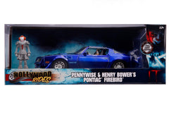 Jada Toys Diecast Hollywood Rides 1:24 Pontiac Firebird car with Pennywise & Henry Bower Figure