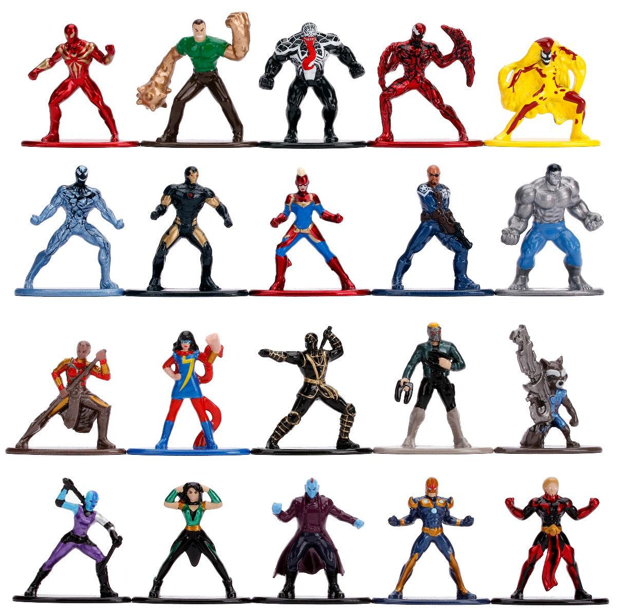 Jada Toys Diecast Nano Metalfigs Marvel Superhero Characters - Spiderman Ironman and Many More - 1.65 inchfigure (Pack of 20)