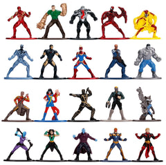 Jada Toys Diecast Nano Metalfigs Marvel Superhero Characters - Spiderman Ironman and Many More - 1.65 inchfigure (Pack of 20)