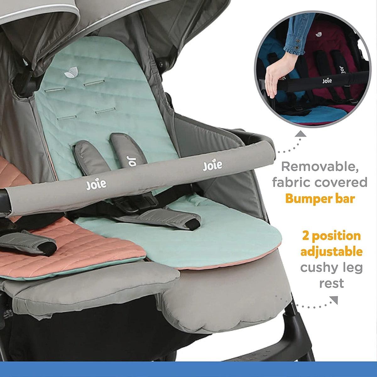 Joie Aire Twin Nectar & Mineral - Double Baby Stroller Rain Cover With Single Touch Brake for Ages 0-3 Years