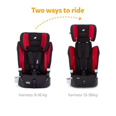 Joie Elevate Baby Car Seat Rio Red - Car Seat for Baby with Grow Together Headrest & 5 Point Harness For Ages 9-12 Years