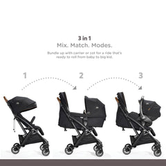 Joie Tourist 3 in 1 Baby Pram with Height Adjustable Seat & Rain Cover - Baby Stroller for Ages 0-3 Years