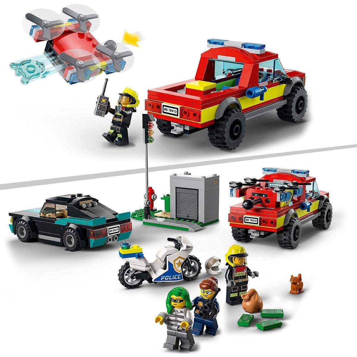 LEGO City Fire Rescue & Police Chase Building Kit for Ages 5+