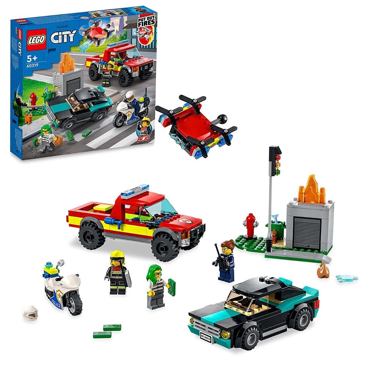 LEGO City Fire Rescue & Police Chase Building Kit for Ages 5+
