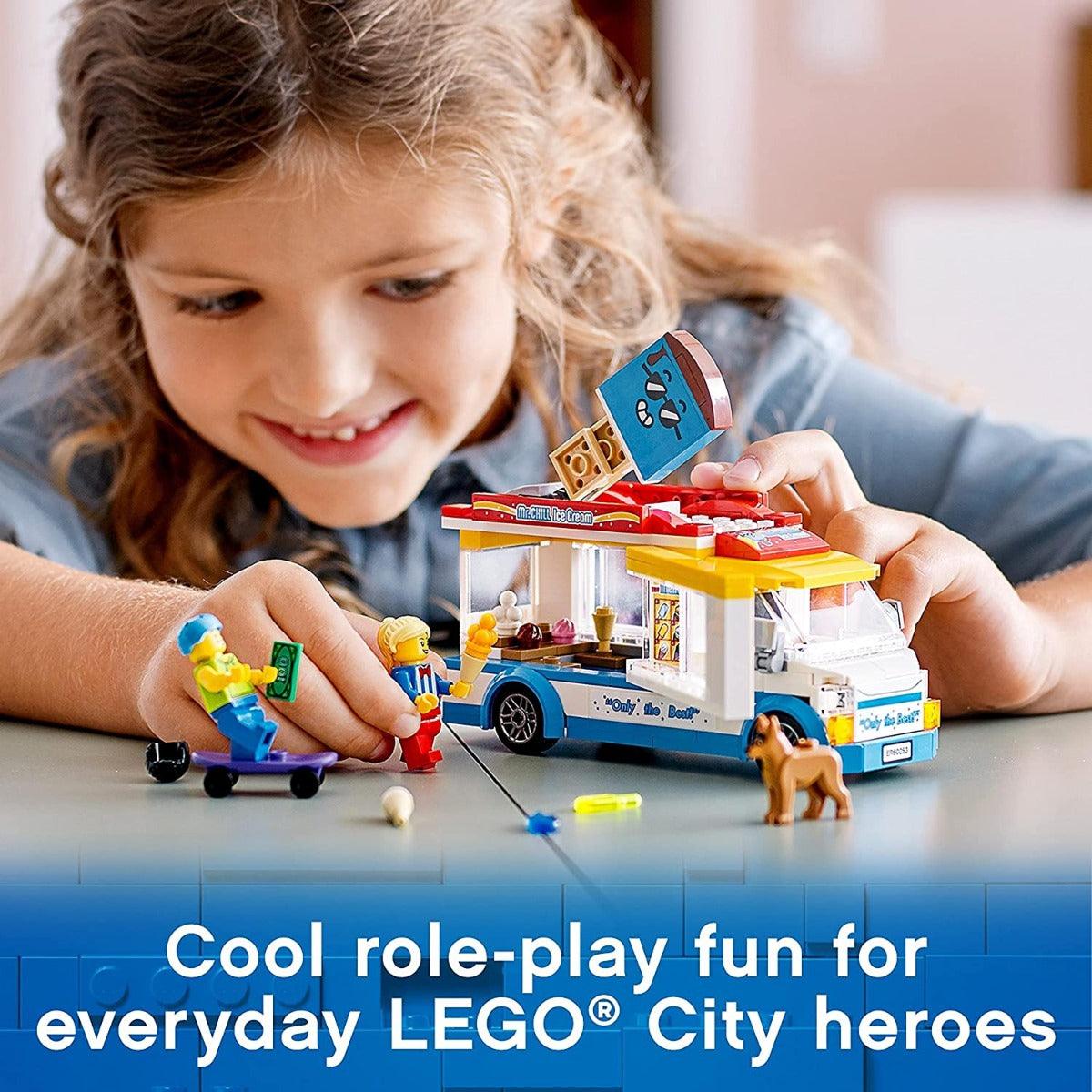 LEGO City Ice-Cream Truck Toy with Skater and Dog Figure Building Kit for Ages 5+