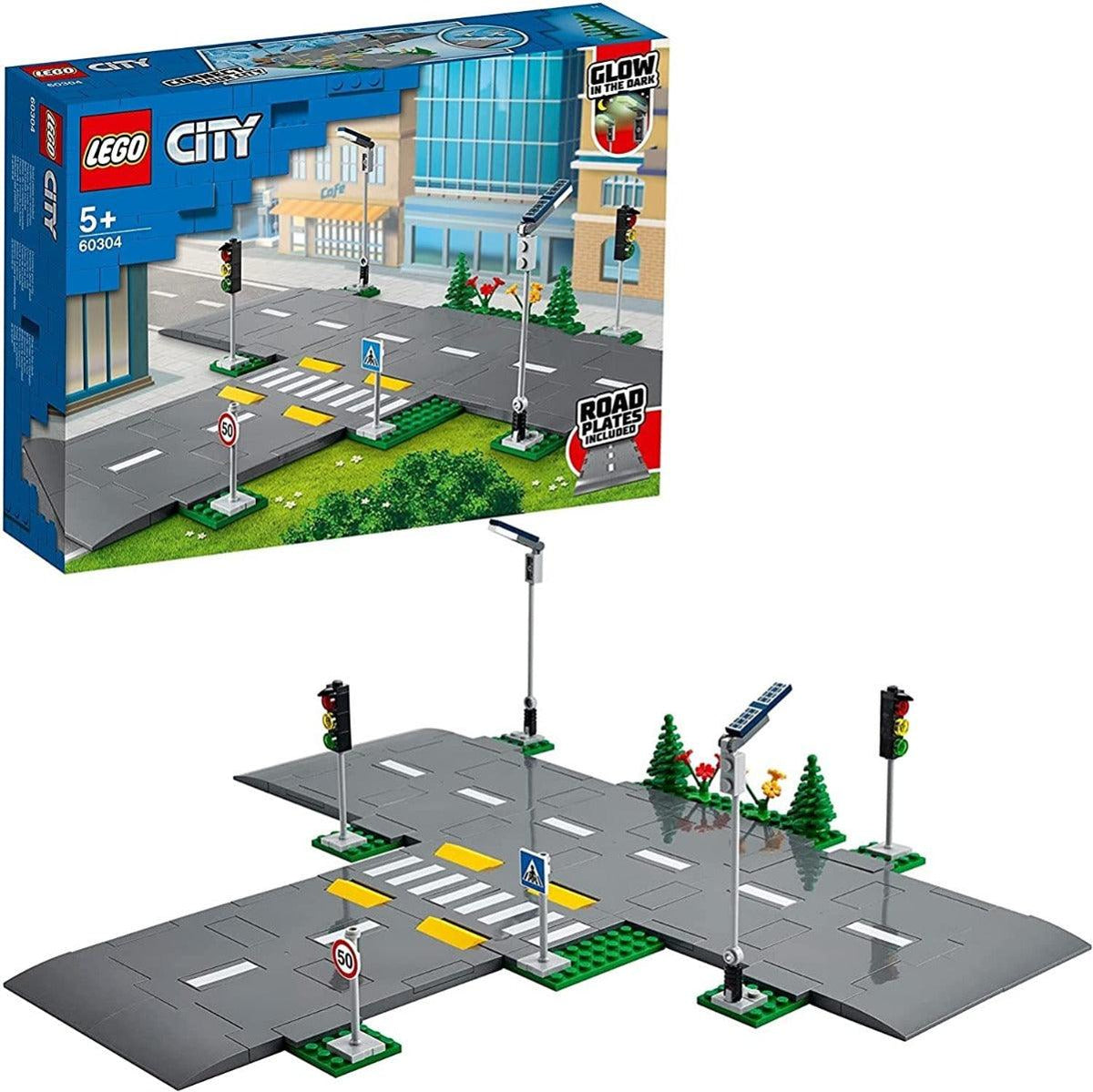 LEGO City Road Plates with Traffic Lights and Glow Building Kit for Ages 5+