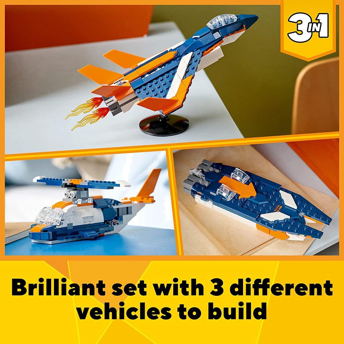 LEGO Creator 3in1 Supersonic Jet Building Kit for Ages 7+