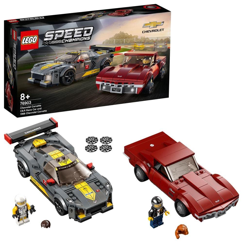 LEGO Speed Champions Chevrolet Corvette C8.R Race Car and 1969 Chevrolet Corvette Building Kit for Ages 8+
