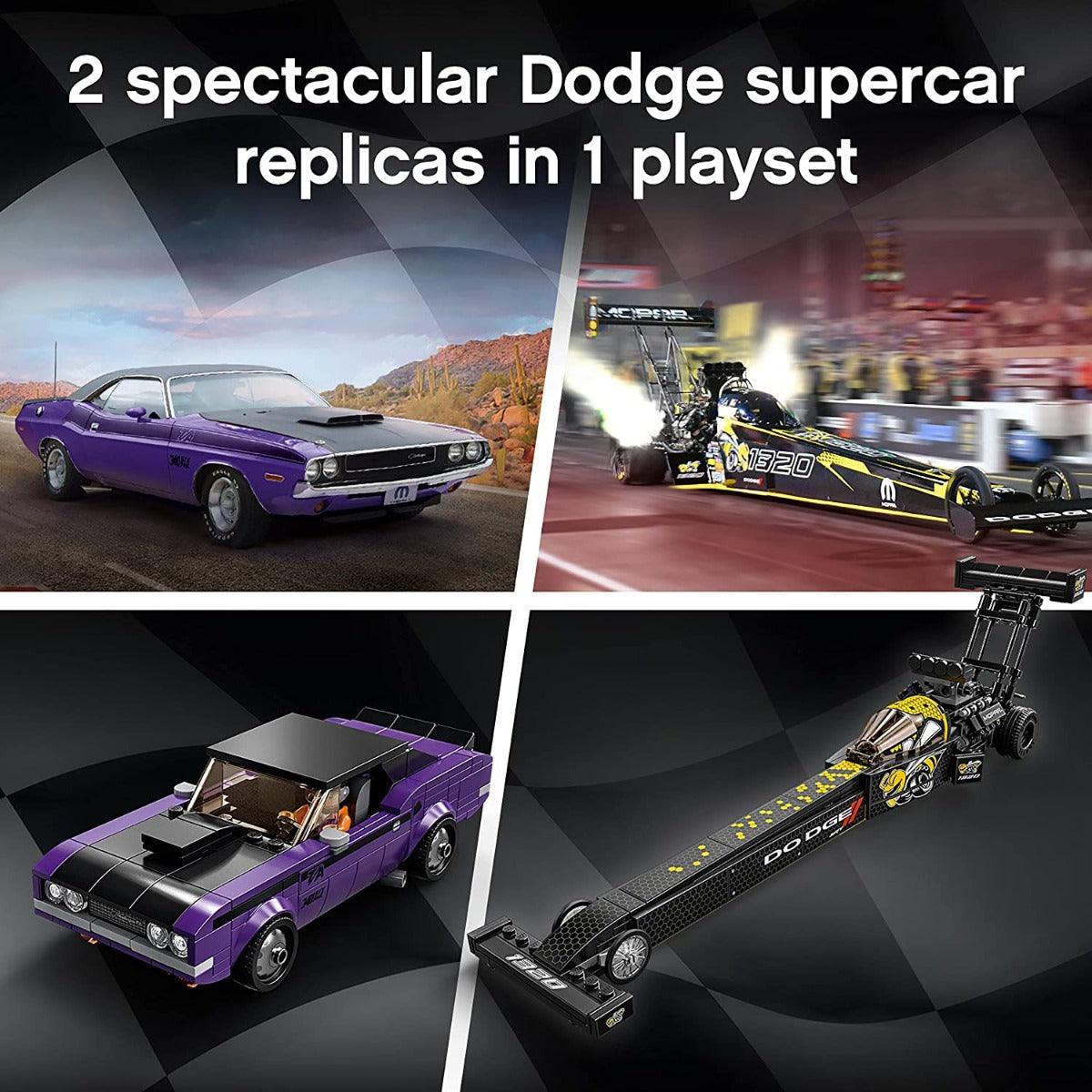 LEGO Speed Champions Mopar Dodge SRT Top Fuel Dragster & 1970 Dodge Challenger Building Kit for Ages 8+