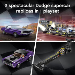 LEGO Speed Champions Mopar Dodge SRT Top Fuel Dragster & 1970 Dodge Challenger Building Kit for Ages 8+