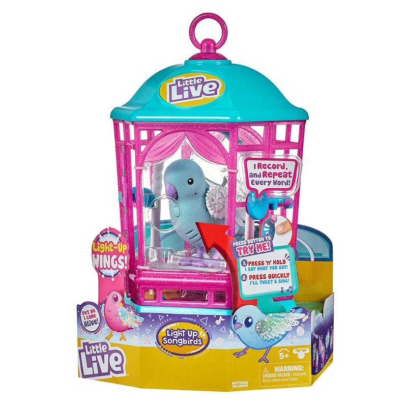 Little Live Pets S9 Bird With Cage - Snow Gleam