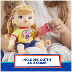 Littles by Baby Alive, Littles Squad, Little Astrid, Blonde Hair, 9-inch Take-Along Toddler Doll with Comb, Toy for Kids Ages 3 and Up