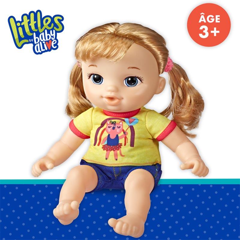Littles by Baby Alive, Littles Squad, Little Astrid, Blonde Hair, 9-inch Take-Along Toddler Doll with Comb, Toy for Kids Ages 3 and Up