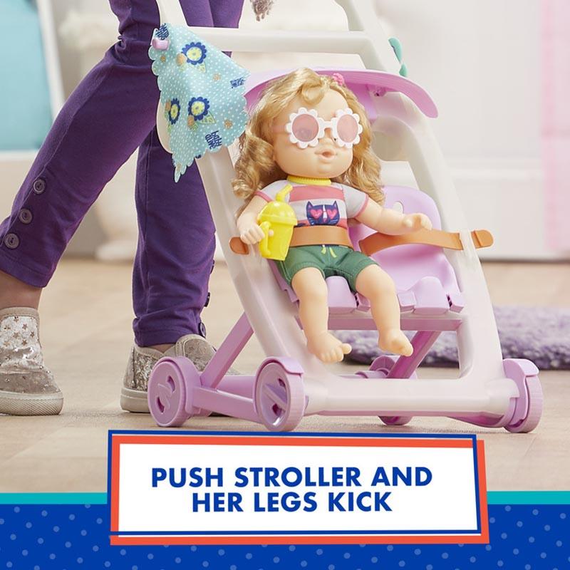 Littles by Baby Alive, Push ‚Äö√Ñ√≤n Kick Stroller, LittleAna,Blonde Hair Doll,Legs Kick, 6 Accessories, Toy for Kids Ages 3 Years Old and Up