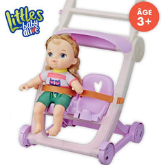 Littles by Baby Alive, Push ‚Äö√Ñ√≤n Kick Stroller, LittleAna,Blonde Hair Doll,Legs Kick, 6 Accessories, Toy for Kids Ages 3 Years Old and Up