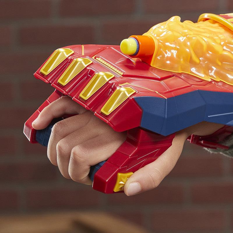 Marvel NERF Power Moves Avengers Captain Marvel Photon Blast Gauntlet Dart-Launching Toy, Kids Roleplay