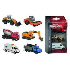 Majorette Construction Vehicles Set - Liebherr R936, HAMM H20i and WB Mercedes Zetros Dump Truck, Multi Color