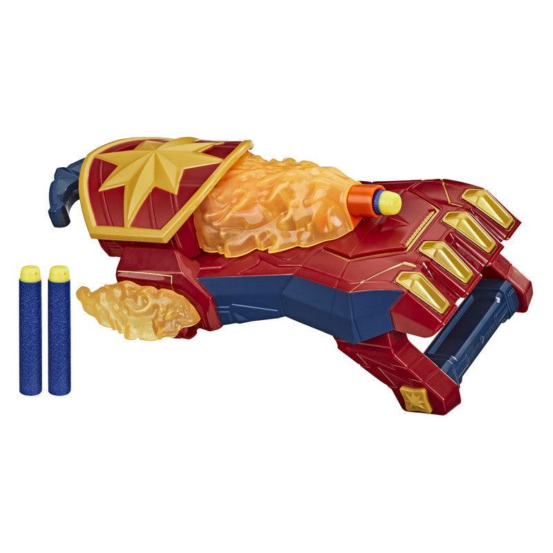 Marvel NERF Power Moves Avengers Captain Marvel Photon Blast Gauntlet Dart-Launching Toy, Kids Roleplay