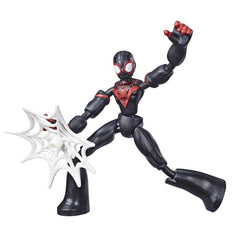 Marvel Spider-Man Bend and Flex Miles Morales, 6-Inch Flexible Action Figure, Web Accessory, Ages 6 And Up
