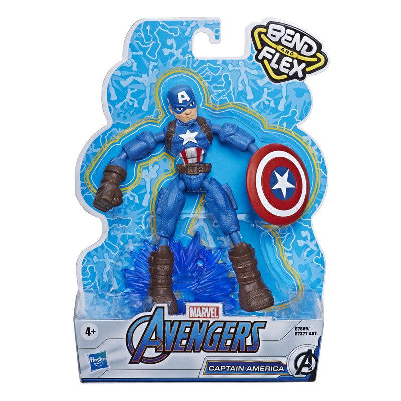 Marvel Avengers Bend&Flex Toy, 6-Inch Flexible Captain America Action Figure,Blast Accessory,Kids Ages 4&Up