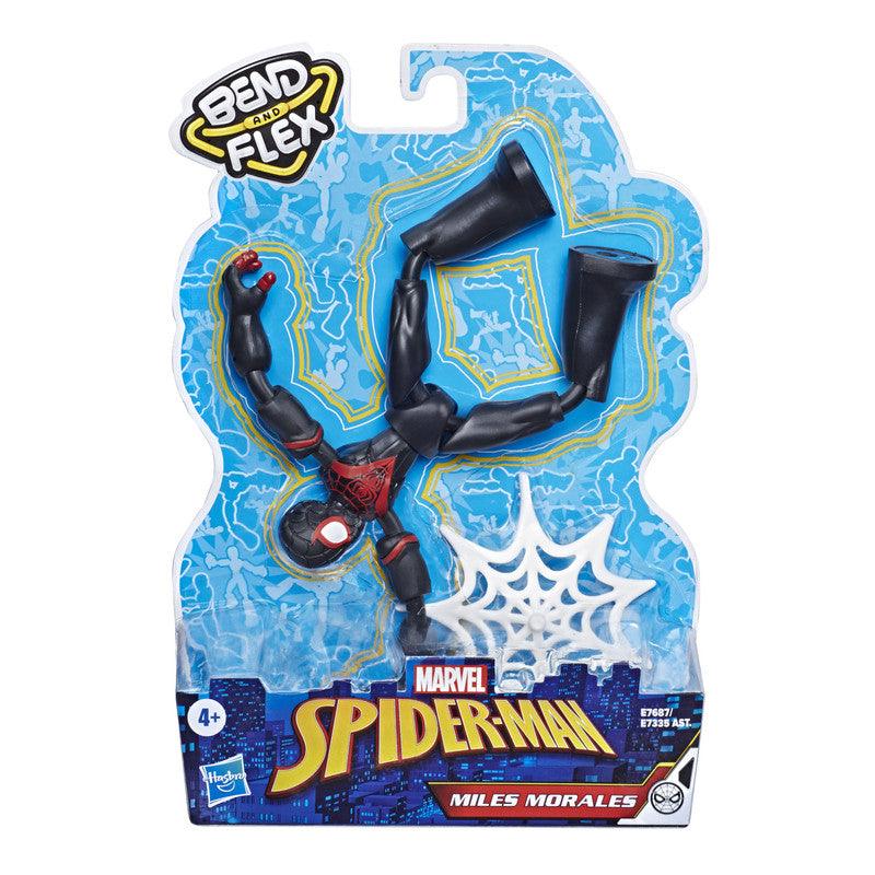 Marvel Spider-Man Bend and Flex Miles Morales, 6-Inch Flexible Action Figure, Web Accessory, Ages 6 And Up