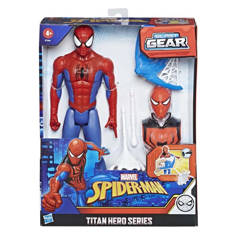 Marvel Spider-Man Titan Hero Series Blast Gear Spider-Man Action Figure, 12-Inch Toy, With Launcher and Projectiles, Ages 4 And Up