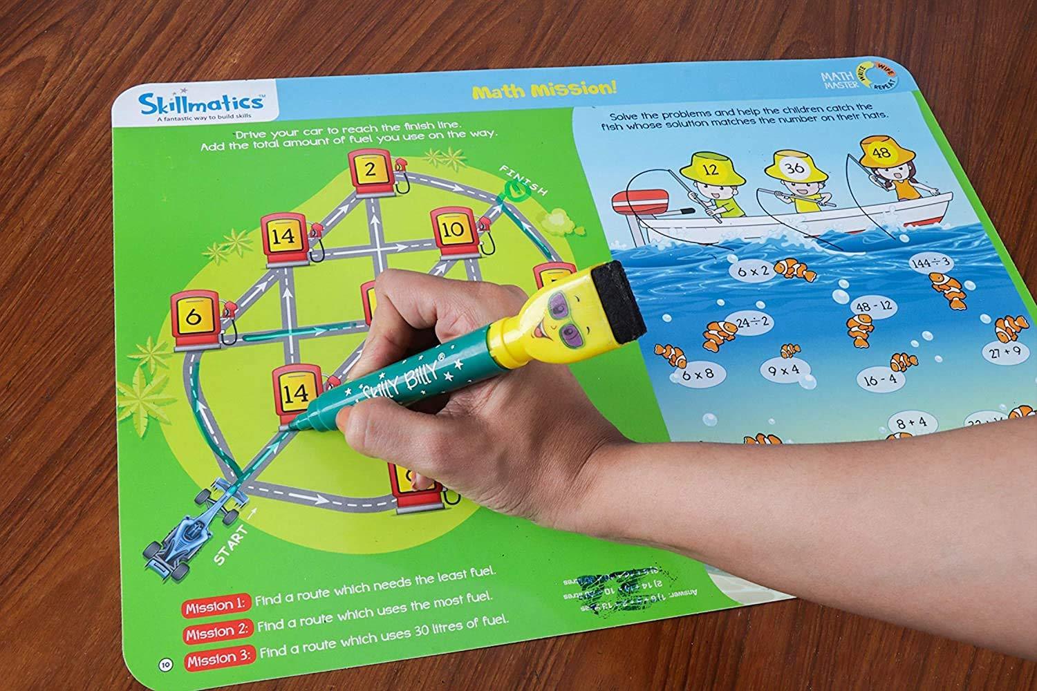Skillmatics Educational Game : Math Master (6-9 Years) | Creative Fun Activities for Kids | Erasable and Reusable Mats