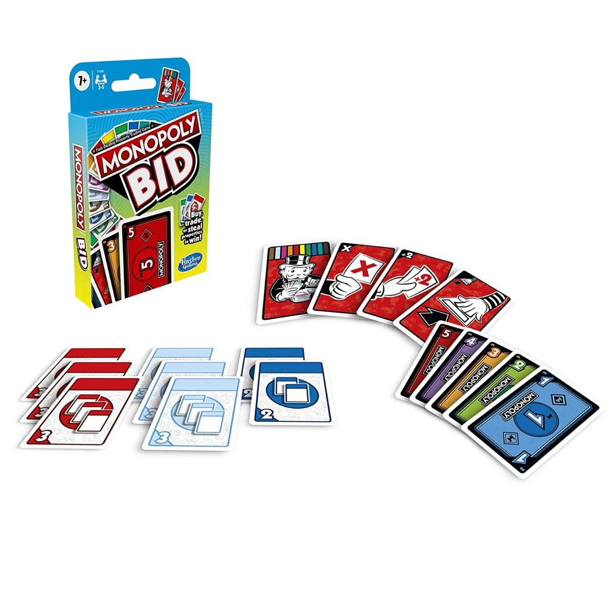 Monopoly Bid Game - Quick Playing Card Game for Families and Kids Ages 7 and Up