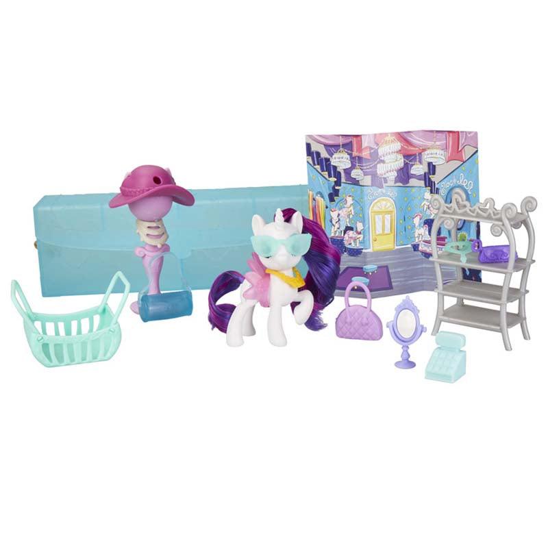 My Little Pony Toy On-the-Go Rarity-White 3-Inch Pony Figure with 14 Accessories and Storage Case, Kids Ages 3 Years Old and Up